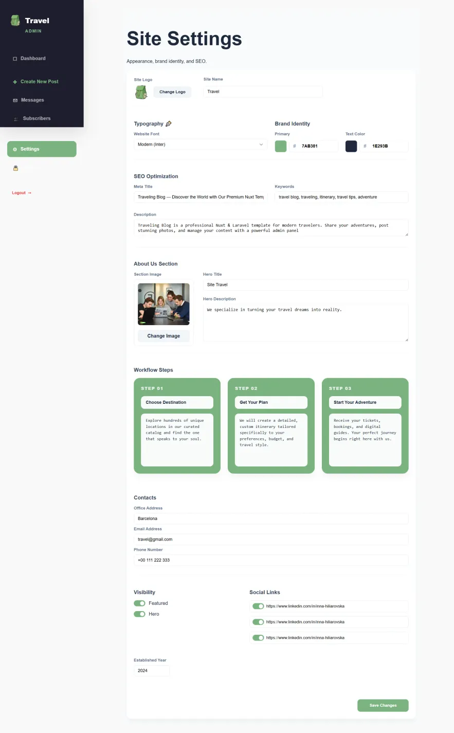 Página de Configuración