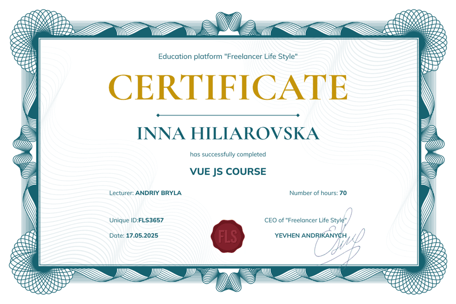 Certificado — Curso de Vue.js