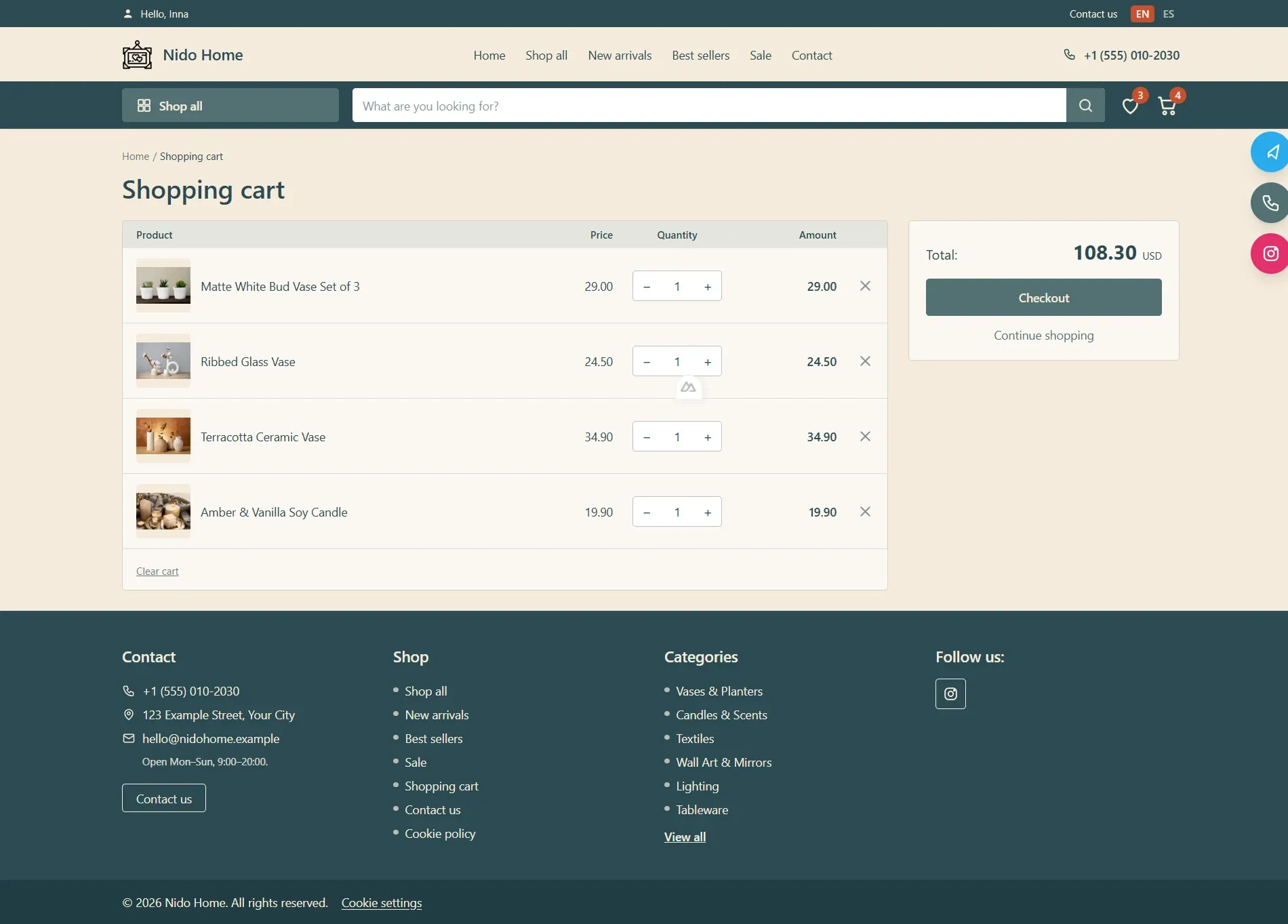 Carrito de Compras (Shopping Cart Page)