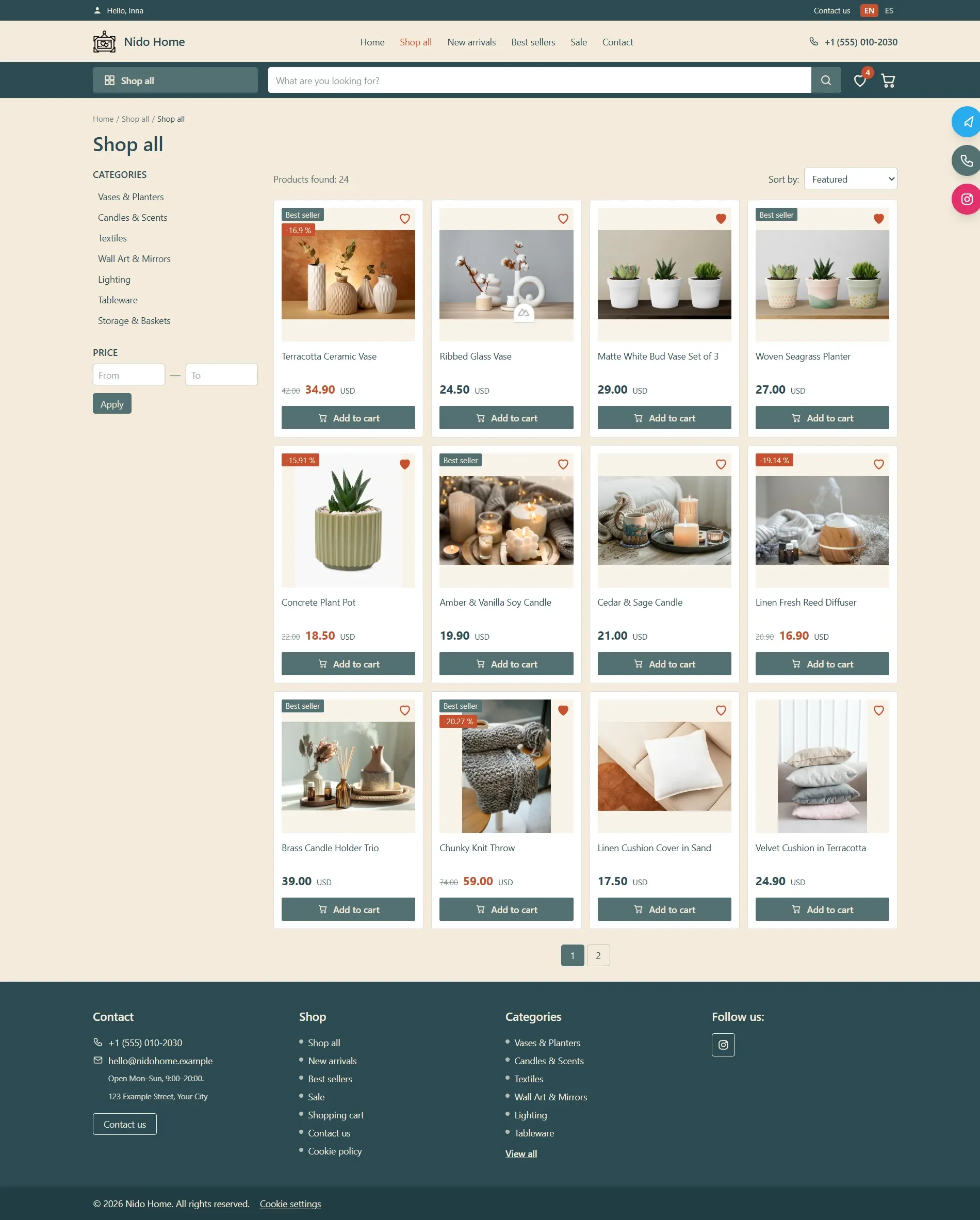 Página de Catálogo (Catalog / Shop Page)